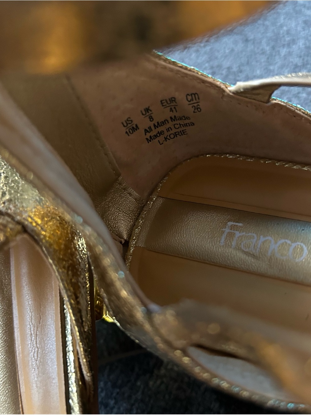 Franco Sarto Metallic Gold Strappy Block Heel Sandals size 10 - Picture 6 of 7